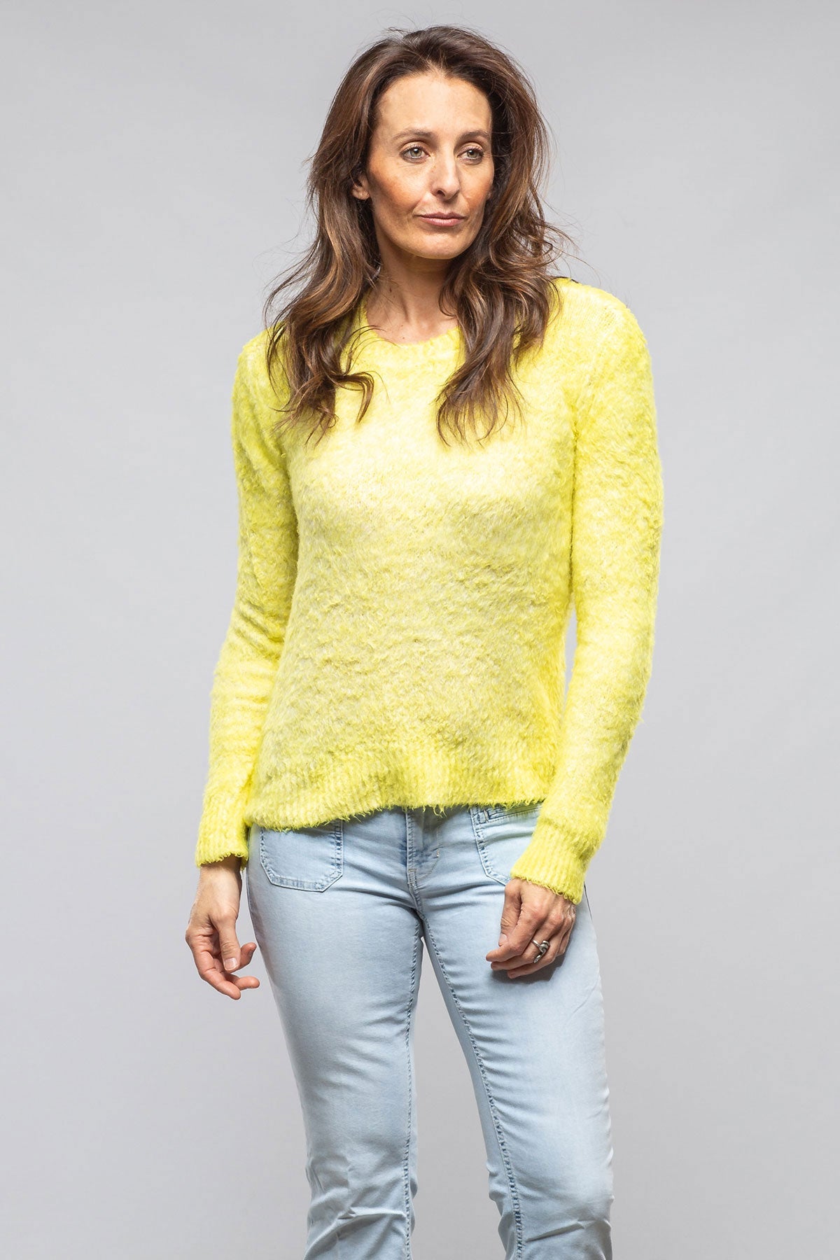 Fuzzy Brushed Cotton Sweater In Fluorescent | Ladies - Sweaters | Avant Toi