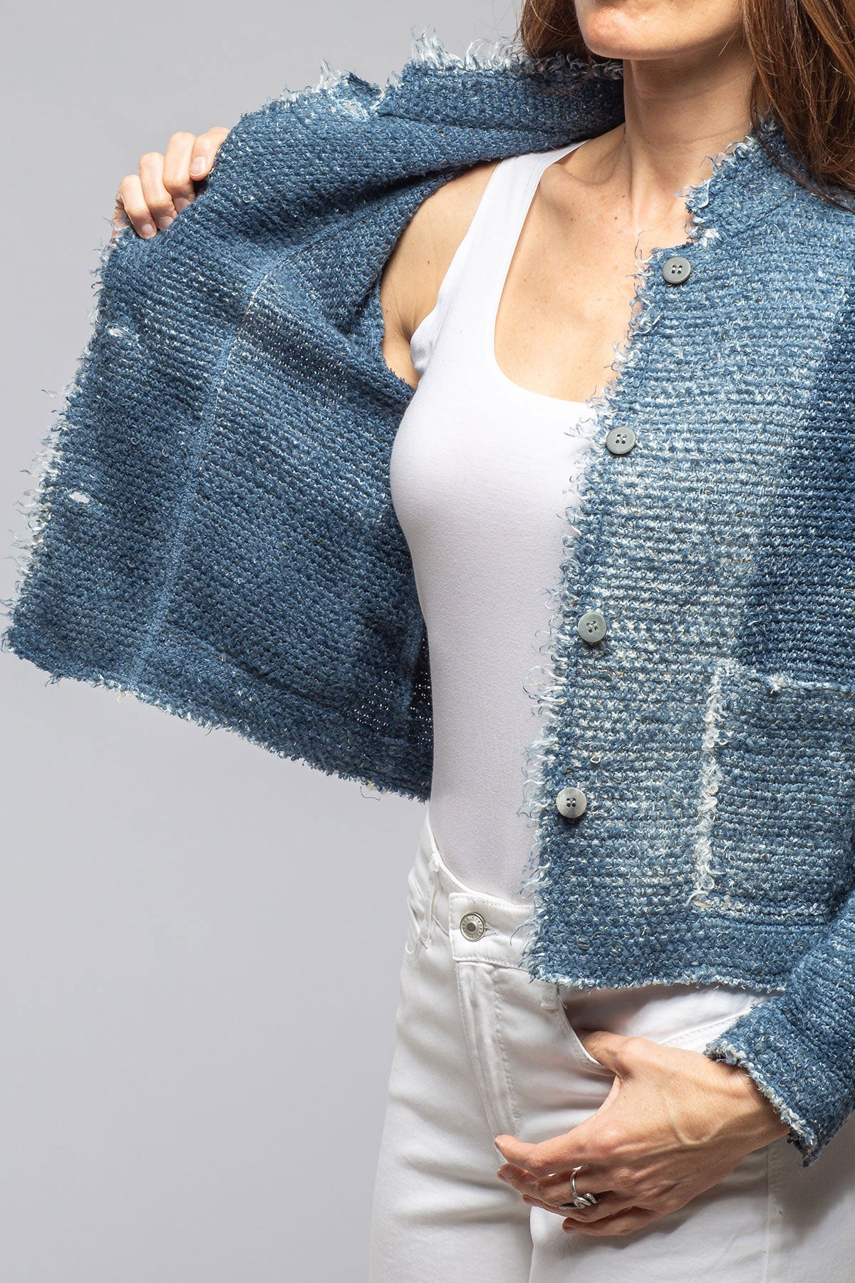 Olette Stitch Knit Jacket In Titanium | Ladies - Sweaters | Avant Toi