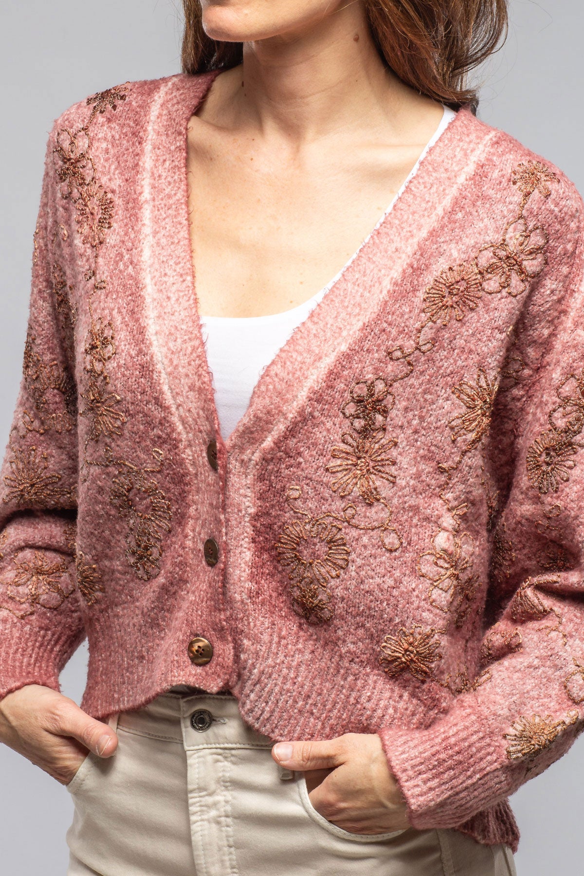 Rafi Embroidered Cardigan In Agate | Ladies - Sweaters | Avant Toi