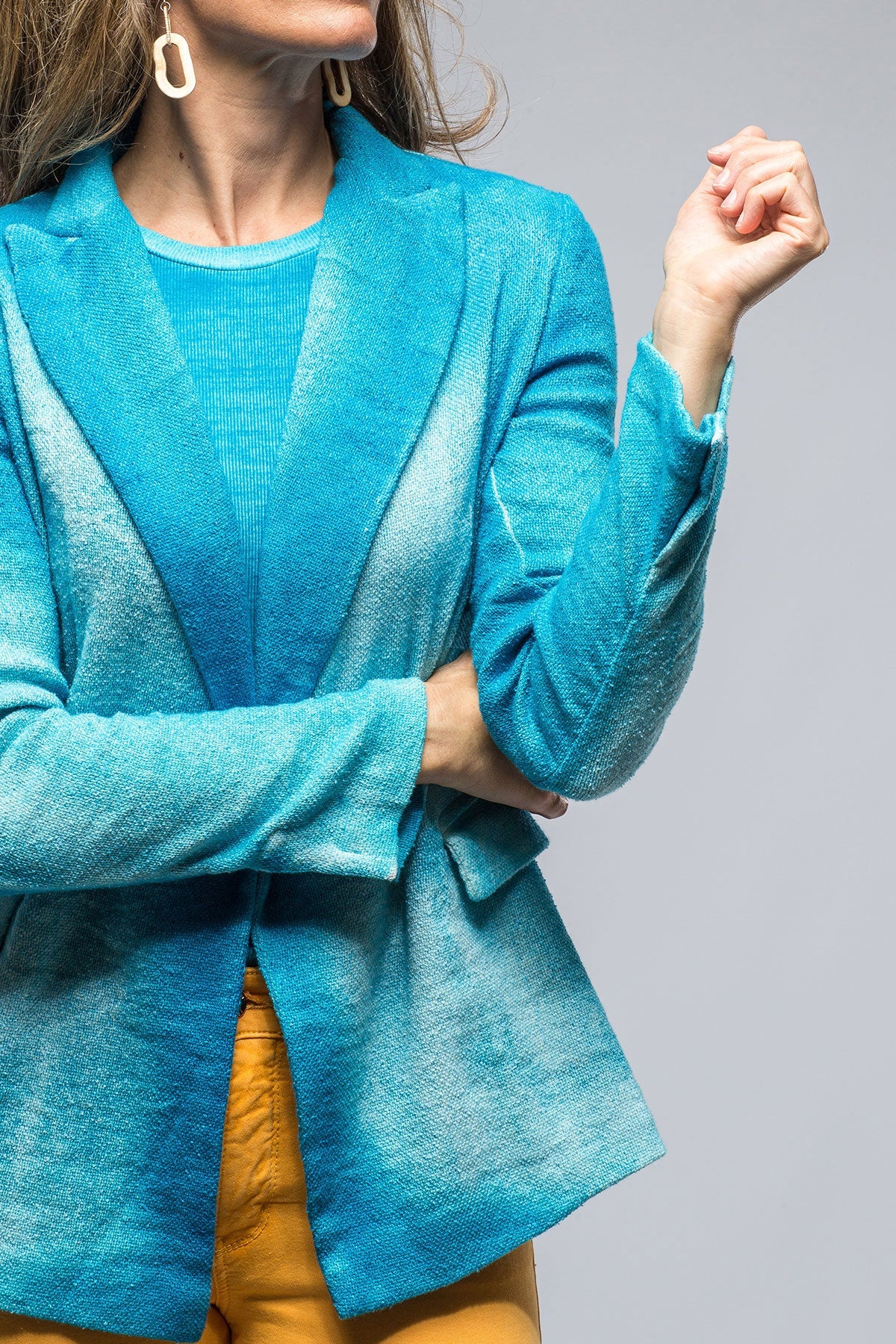 Avant Toi Roberta Dbl Brstd Shaded Jacket In Turquoise Ladies - Tailored - Jackets
