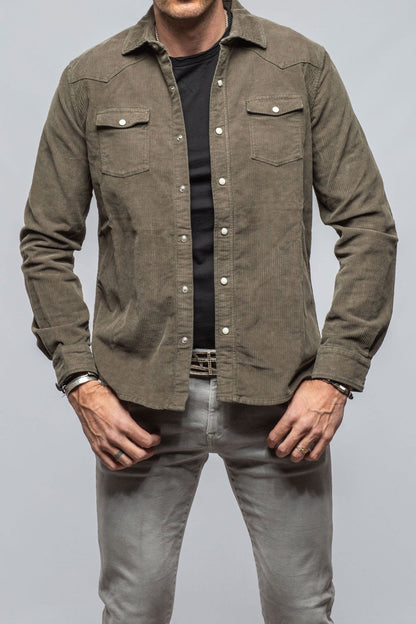 Brooks Corduroy Snap Shirt In Army | Mens - Snap Shirts | Axel's Premium Denim