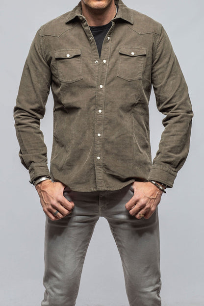 Brooks Corduroy Snap Shirt In Army | Mens - Snap Shirts | Axel's Premium Denim