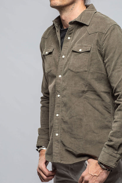 Brooks Corduroy Snap Shirt In Army | Mens - Snap Shirts | Axel's Premium Denim