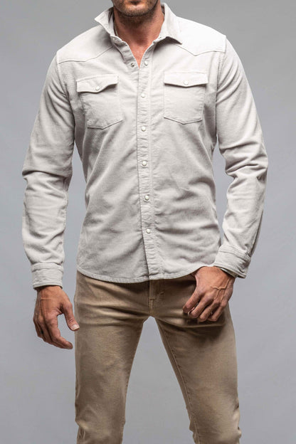 Axel's Premium Denim Brooks Corduroy Snap Shirt In Sasso Mens - Snap Shirts