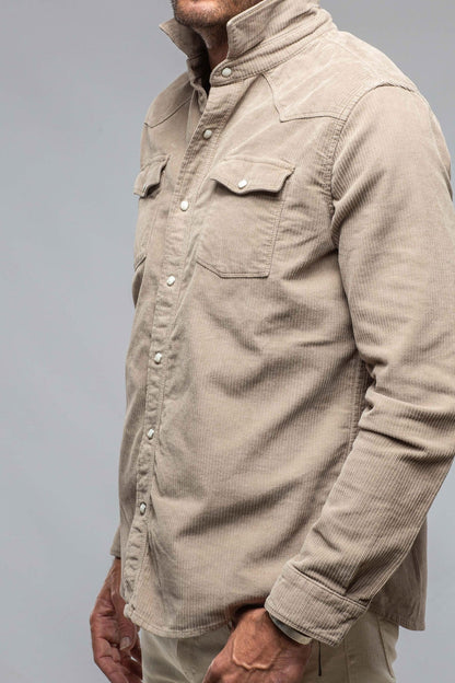 Axel's Premium Denim Brooks Corduroy Snap Shirt In Tortora Mens - Snap Shirts