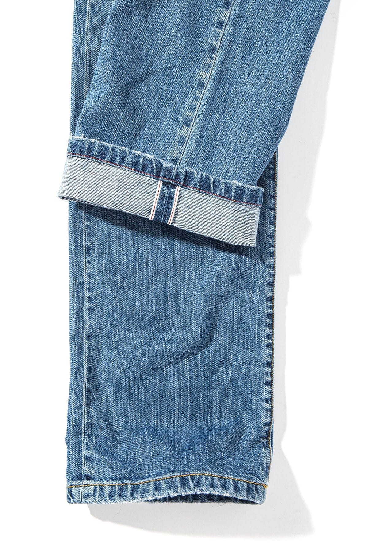 Callum Selvedge Straight Denim In Mid Blue - AXEL'S