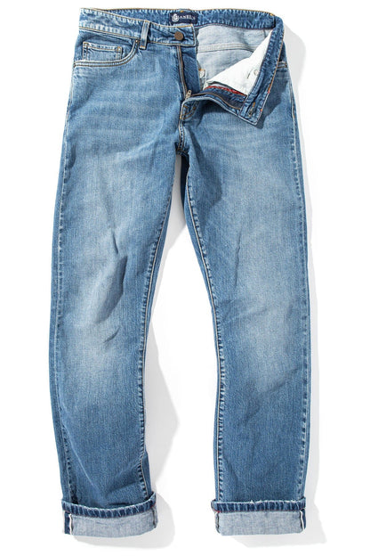 Callum Selvedge Straight Denim In Mid Blue - AXEL'S