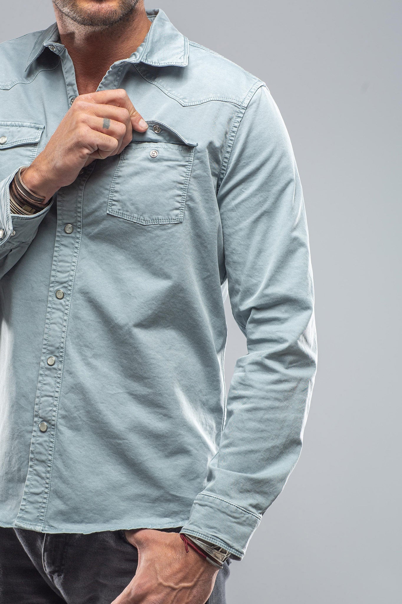 Axel's Premium Denim | Cassidy Snap Shirt In Turchese | Mens - Snap Shirts 