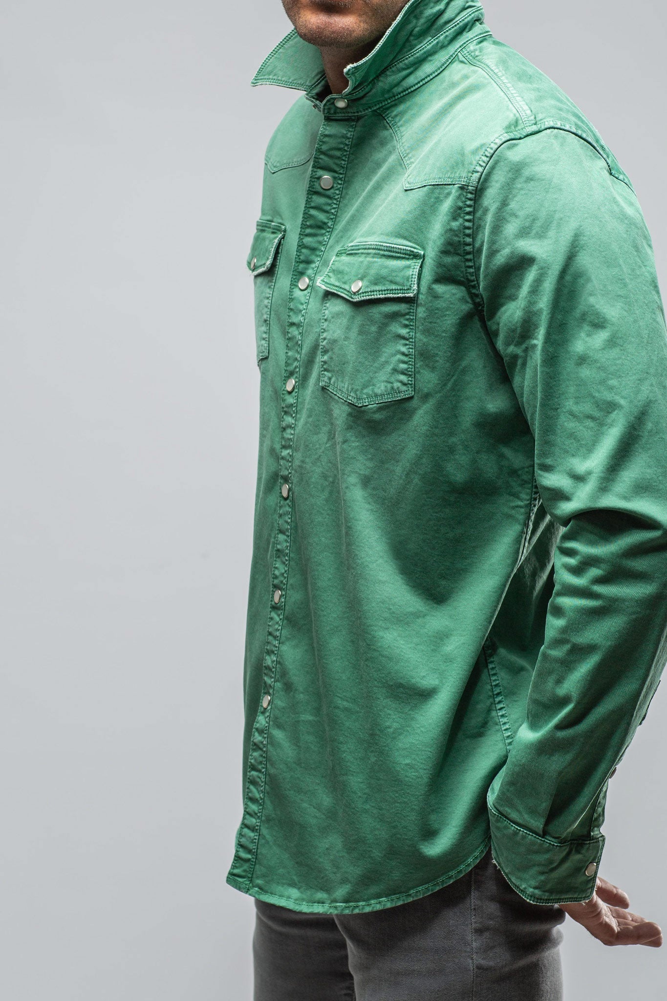 Axel's Premium Denim | Cassidy Snap Shirt Verde Giada | Mens - Snap Shirts 