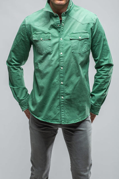 Axel's Premium Denim Cassidy Snap Shirt Verde Giada Mens - Snap Shirts