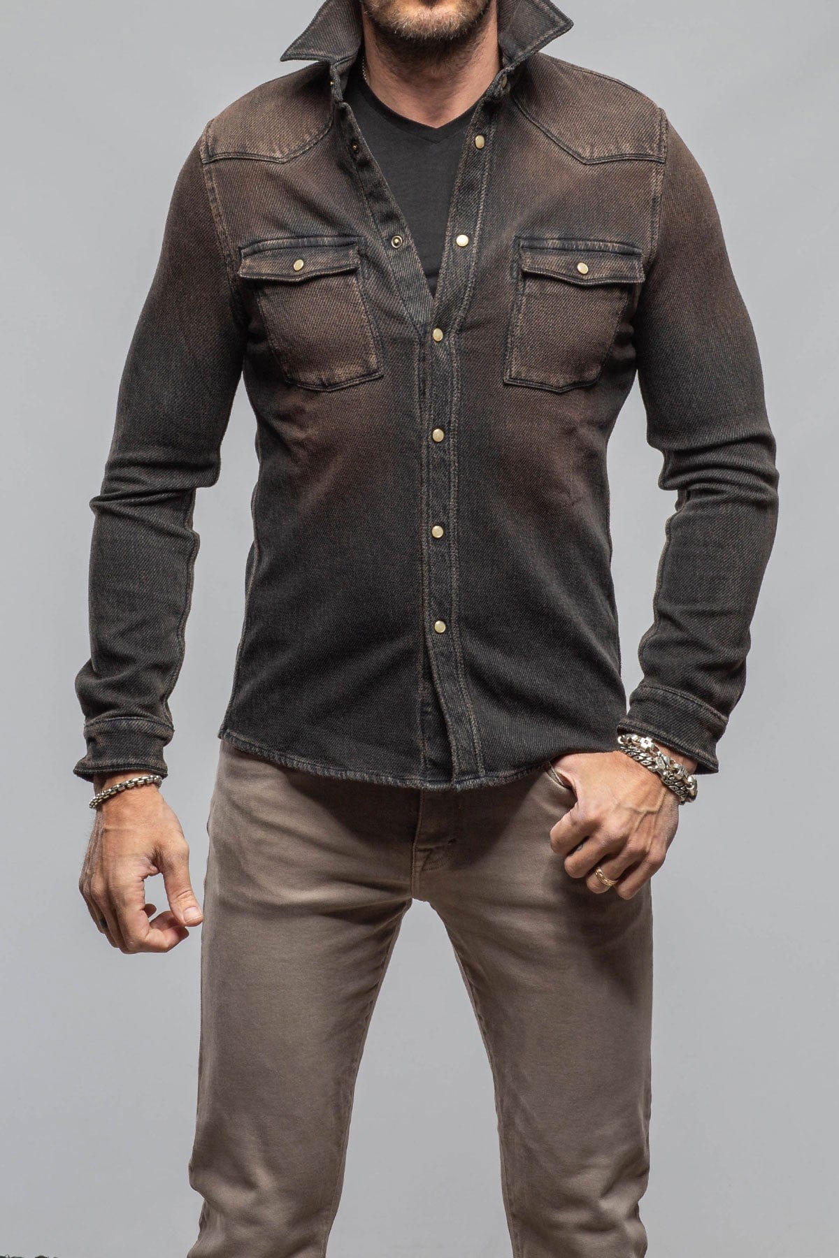 Cutter Knit Snap Shirt In Desert - AXEL'S