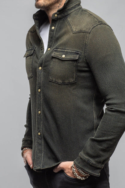 Cutter Knit Snap Shirt In Iguana - AXEL'S