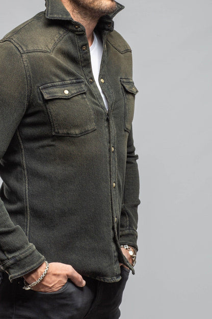 Cutter Knit Snap Shirt In Iguana - AXEL'S
