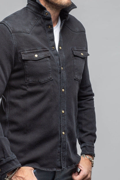 Cutter Knit Snap Shirt In Nero - AXEL'S