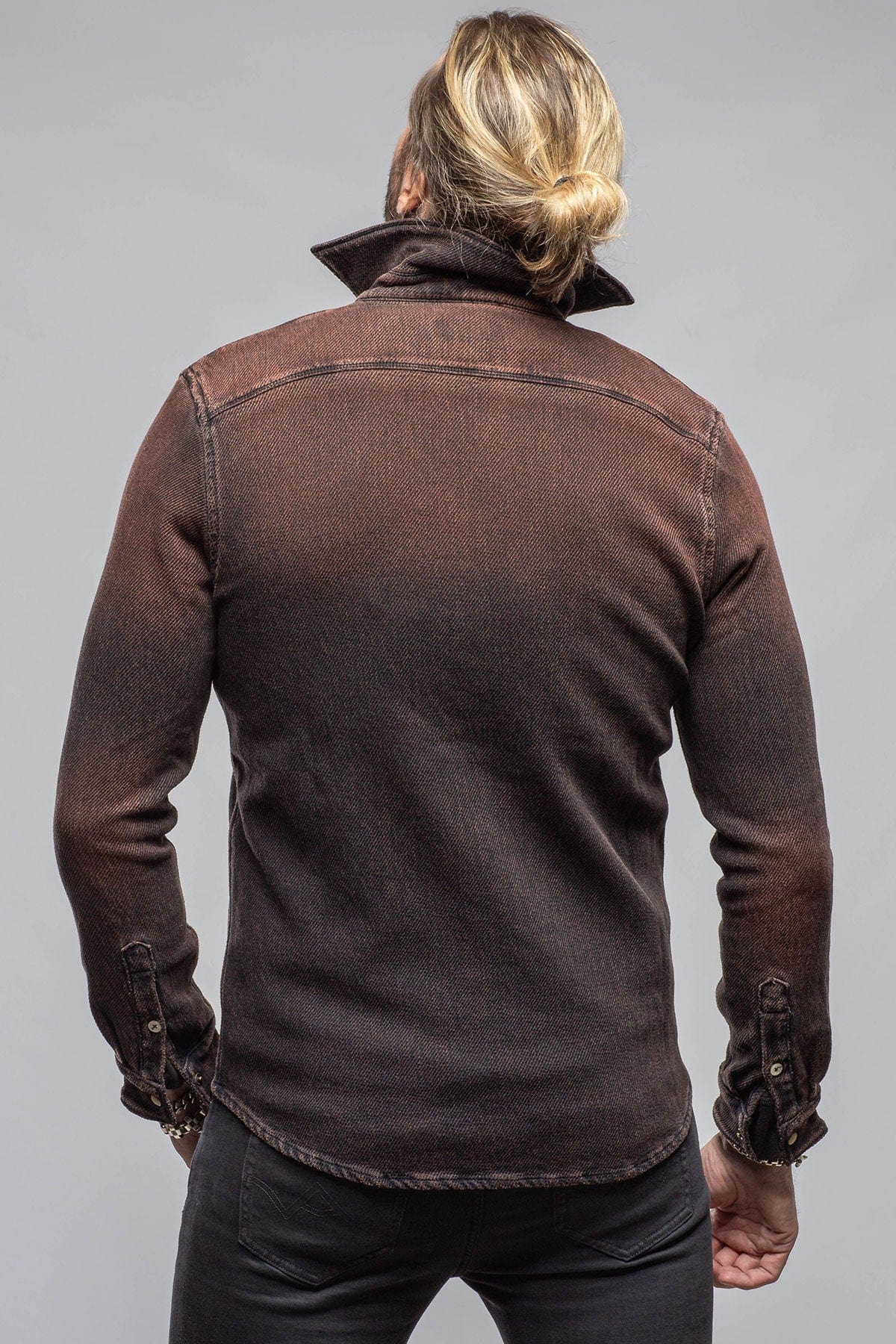 Cutter Knit Snap Shirt In Rust - AXEL'S