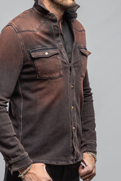 Cutter Knit Snap Shirt In Rust - AXEL'S