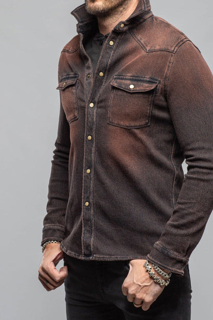 Cutter Knit Snap Shirt In Rust - AXEL'S