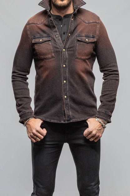 Cutter Knit Snap Shirt In Rust - AXEL'S