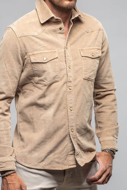 Prime Western Corduroy Snap Shirt In Beige - AXEL'S