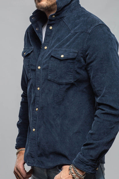 Prime Western Corduroy Snap Shirt In Navy - AXEL'S