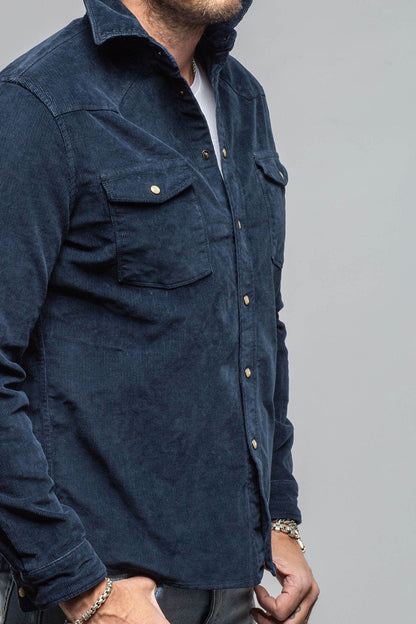 Prime Western Corduroy Snap Shirt In Navy - AXEL'S