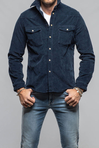 Prime Western Corduroy Snap Shirt In Navy - AXEL'S
