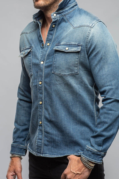 Roper Over-Dyed Western Snap Shirt In Mid Blue - AXEL'S