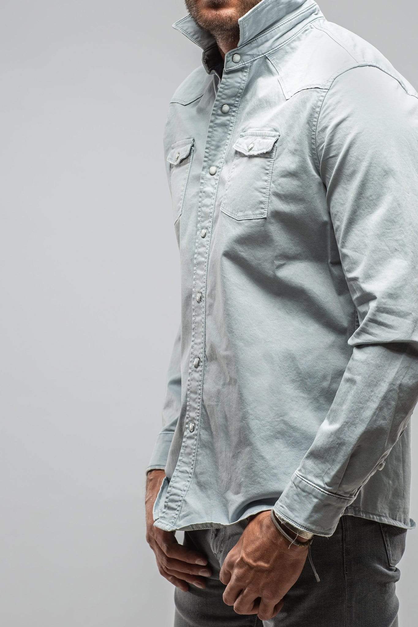 Axel's Premium Denim Cassidy Snap Shirt In Turchese | Mens - Snap Shirts