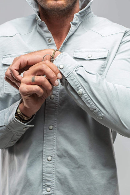 Axel's Premium Denim Cassidy Snap Shirt In Turchese | Mens - Snap Shirts