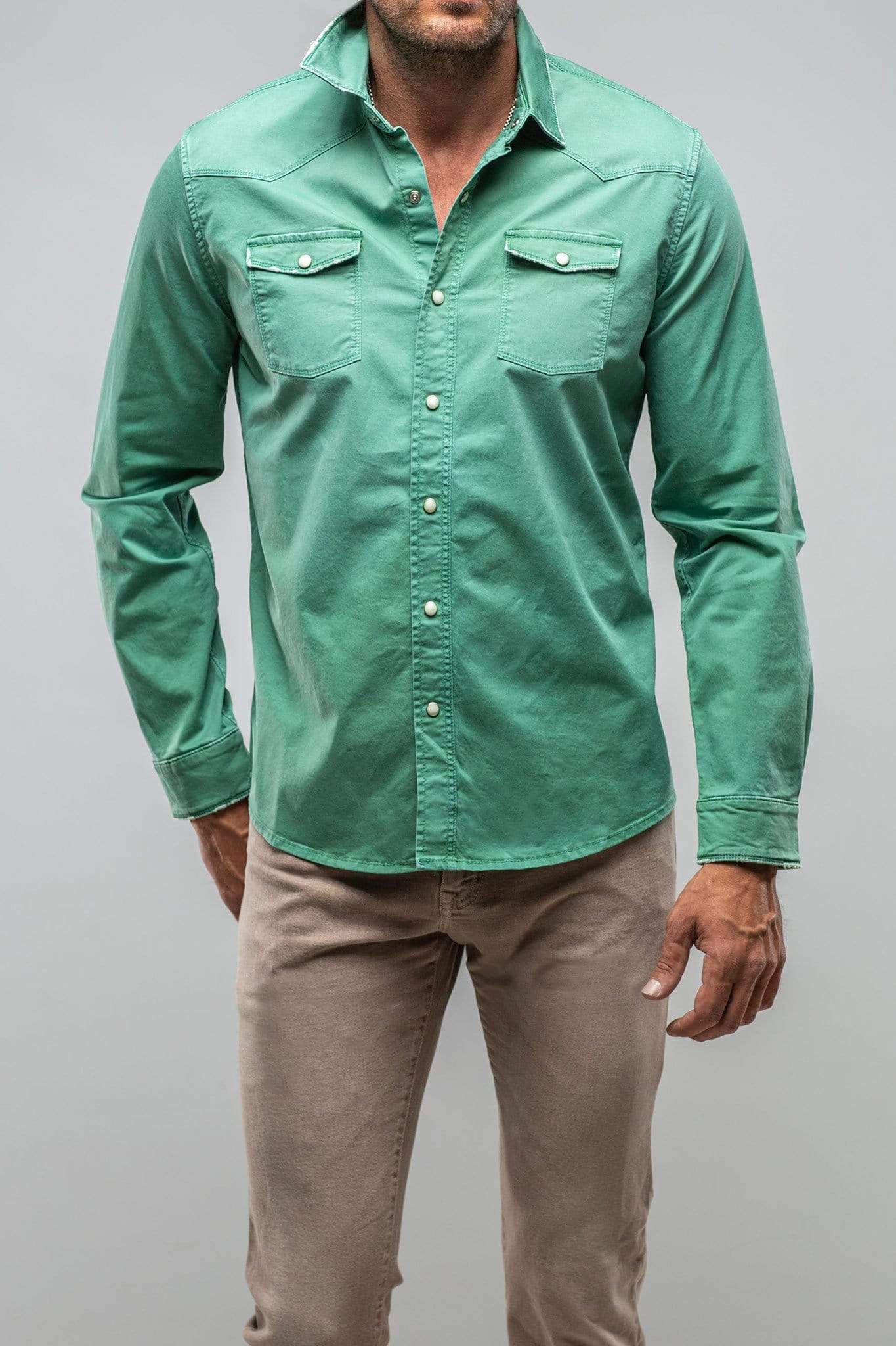 Axel's Premium Denim Cassidy Snap Shirt Verde Giada | Mens - Snap Shirts