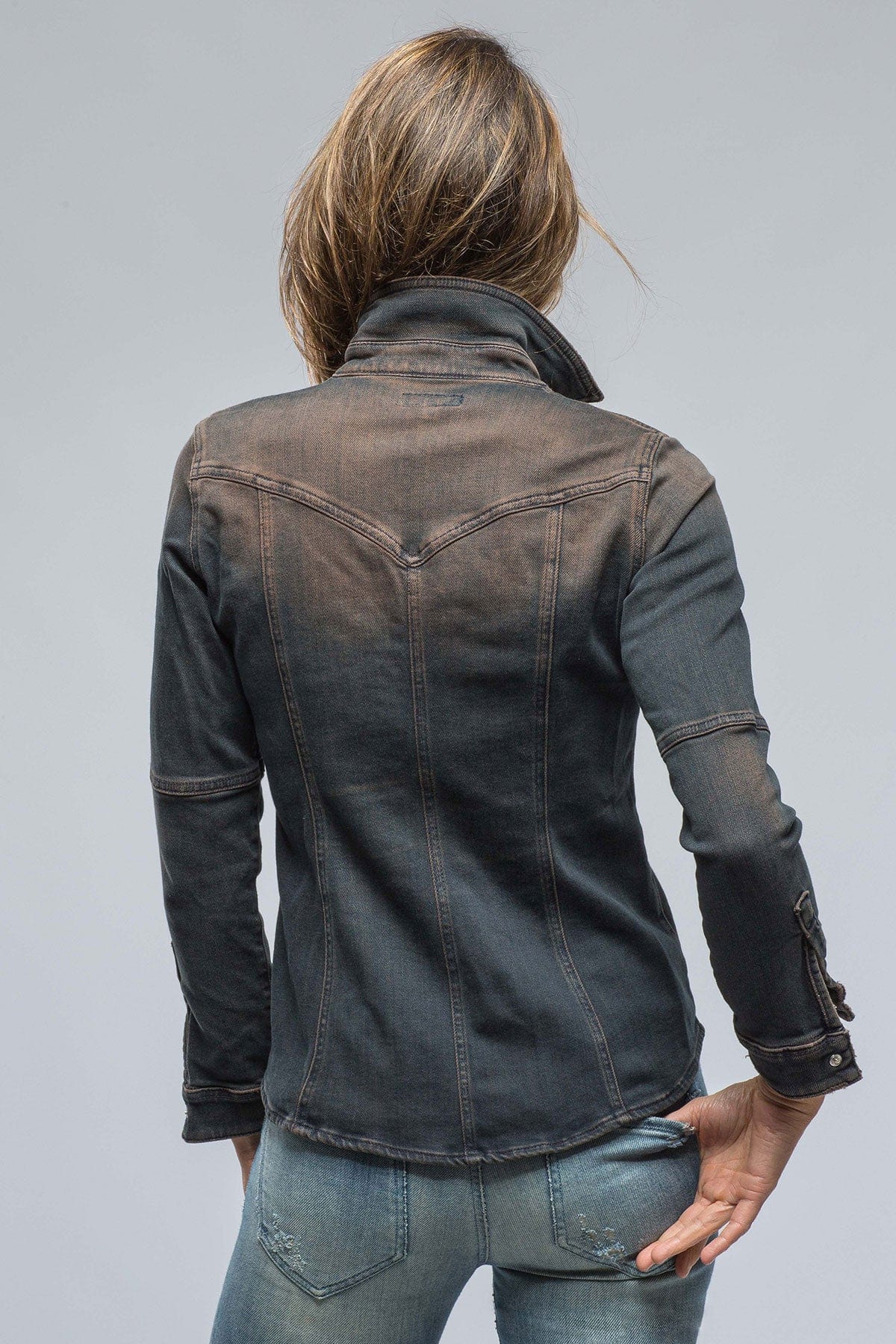 Maddi Fitted Western Snap Shirt In Brown Over Dye - AXEL'S