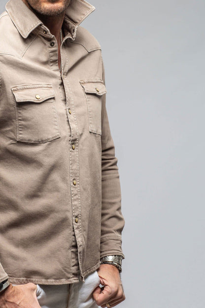 Ranger Colored Denim Snap Shirt In Tortora - AXEL'S