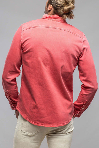 Ranger Colored Denim Snap Shirt In Washed Corallo - AXEL'S