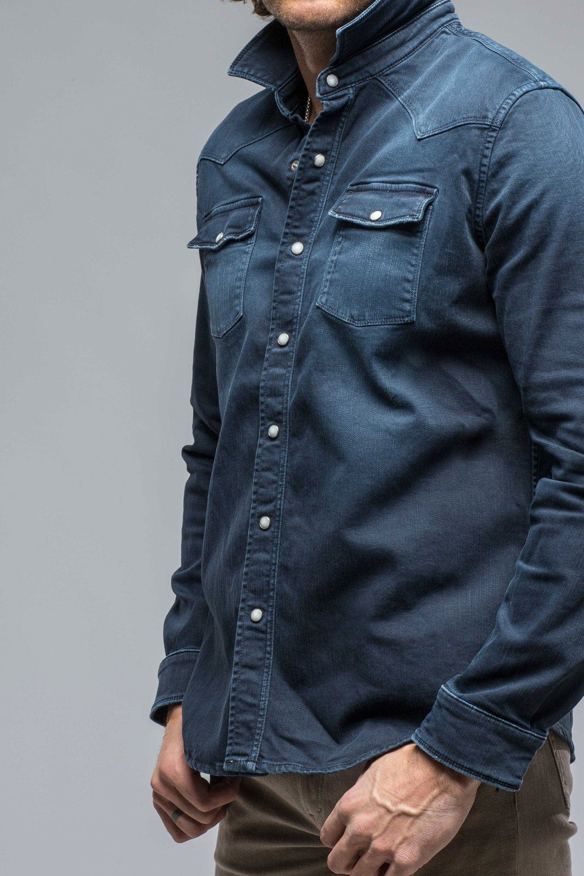 Ranger Colored Denim Snap Shirt In Blue Navy - AXEL'S