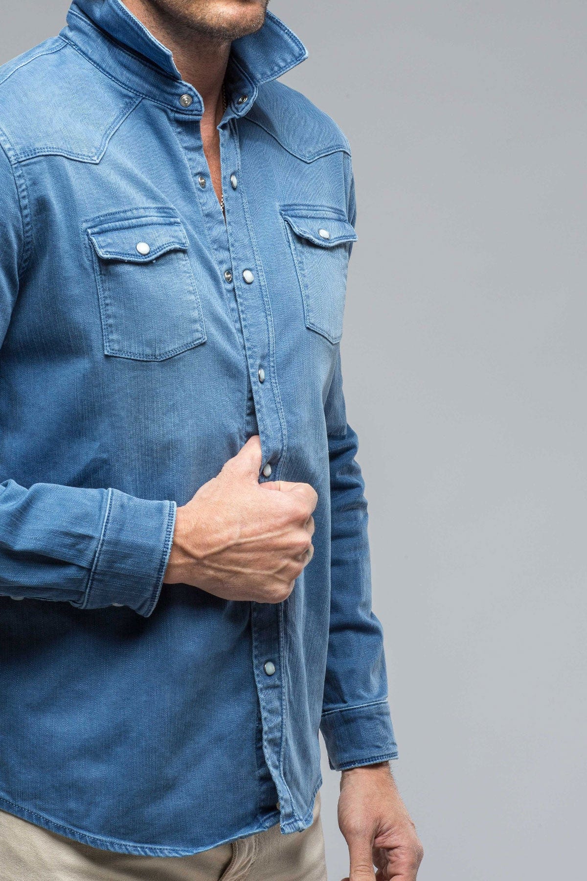 Ranger Colored Denim Snap Shirt In Olympic Blue - AXEL'S