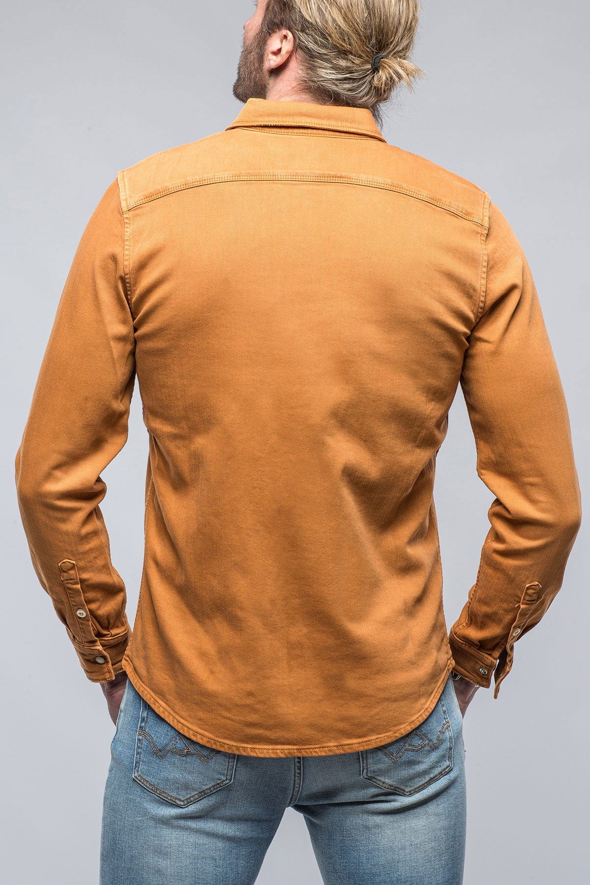 Ranger Colored Denim Snap Shirt In Papaya - AXEL'S