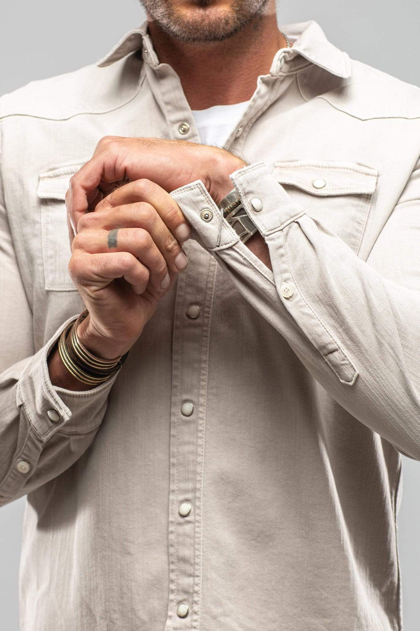 Axel's Premium Denim Ranger Colored Denim Snap Shirt In Sasso | Mens - Snap Shirts