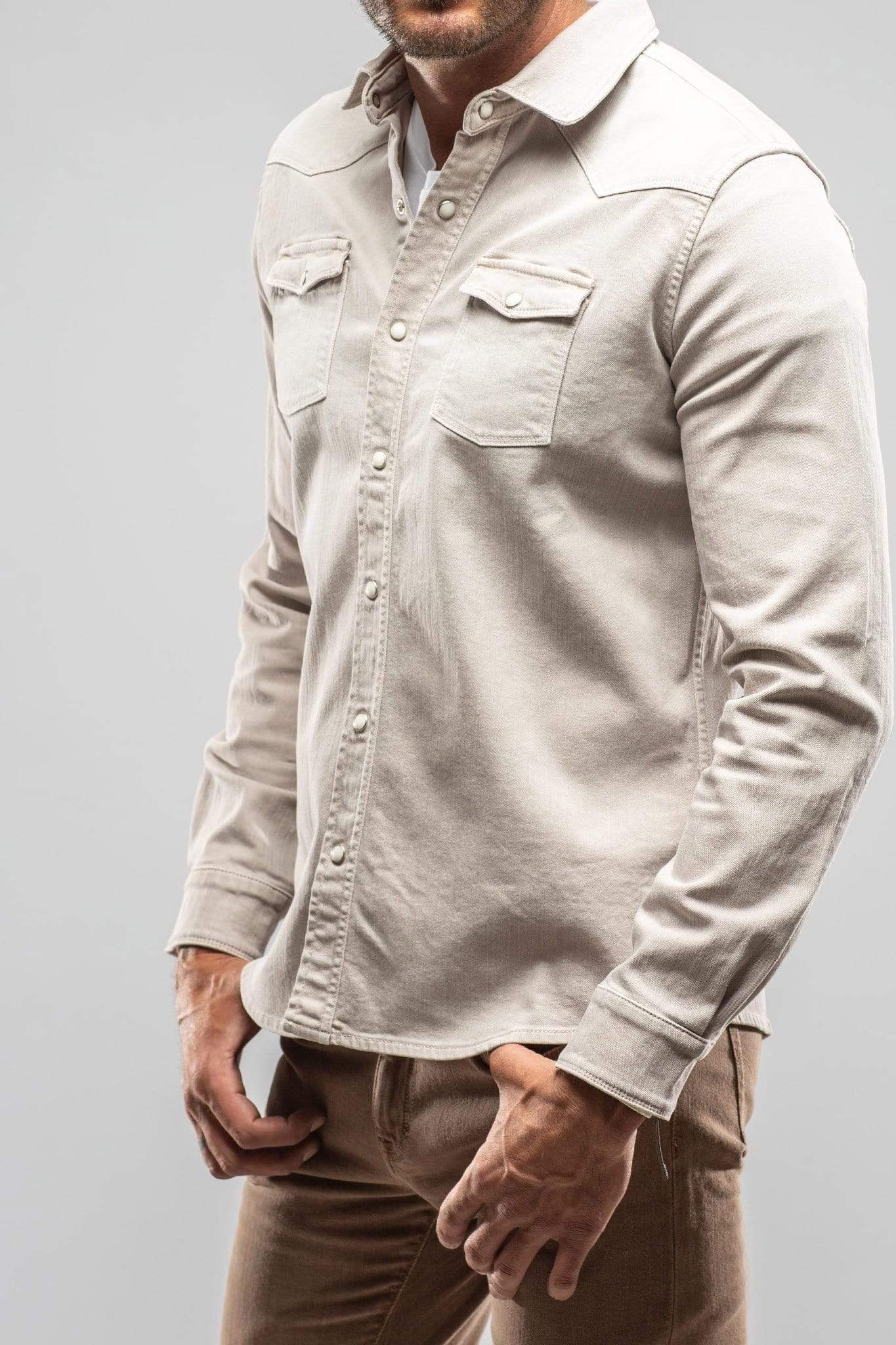 Axel's Premium Denim Ranger Colored Denim Snap Shirt In Sasso | Mens - Snap Shirts