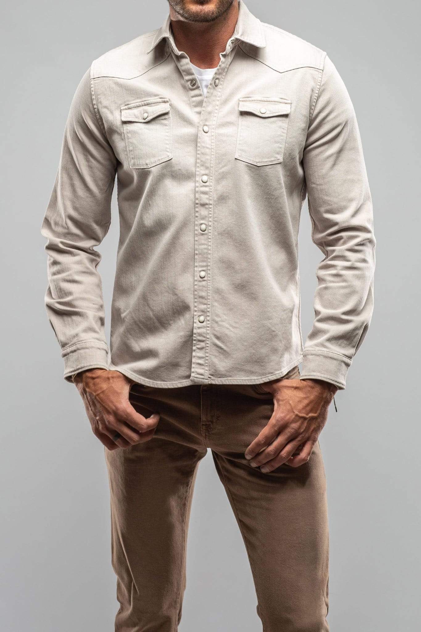 Axel's Premium Denim Ranger Colored Denim Snap Shirt In Sasso | Mens - Snap Shirts
