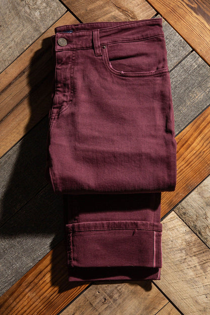Tucson Selvedge Denim In Bordeaux - AXEL'S