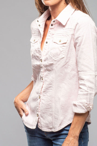 Yarmony Linen-Cotton Snap Shirt In Lotus Pink - AXEL'S