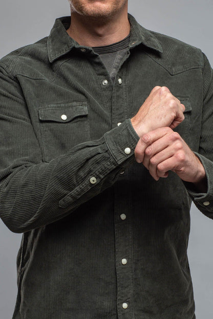 Brooks Corduroy Snap Shirt In Muschio | Mens - Snap Shirts | Axel's Premium Denim