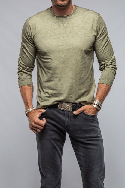 Kayo L/S Crew in Moss | Mens - Shirts - T-Shirts | Gimo's Cotton