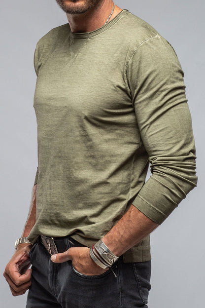Kayo L/S Crew in Moss | Mens - Shirts - T-Shirts | Gimo's Cotton
