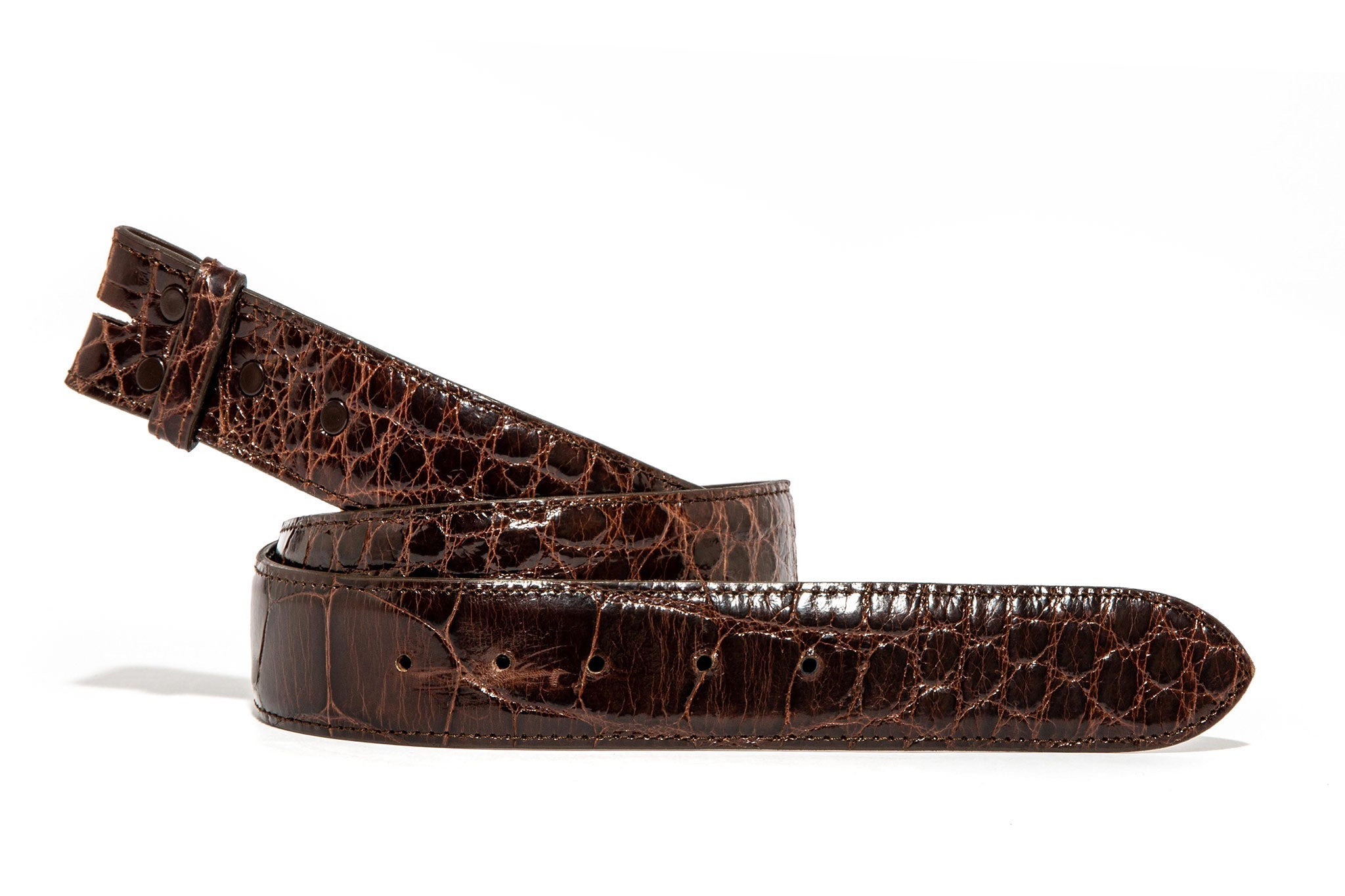 Chacon Chocolate Alligator Classic Strap Belts And Buckles - Belts
