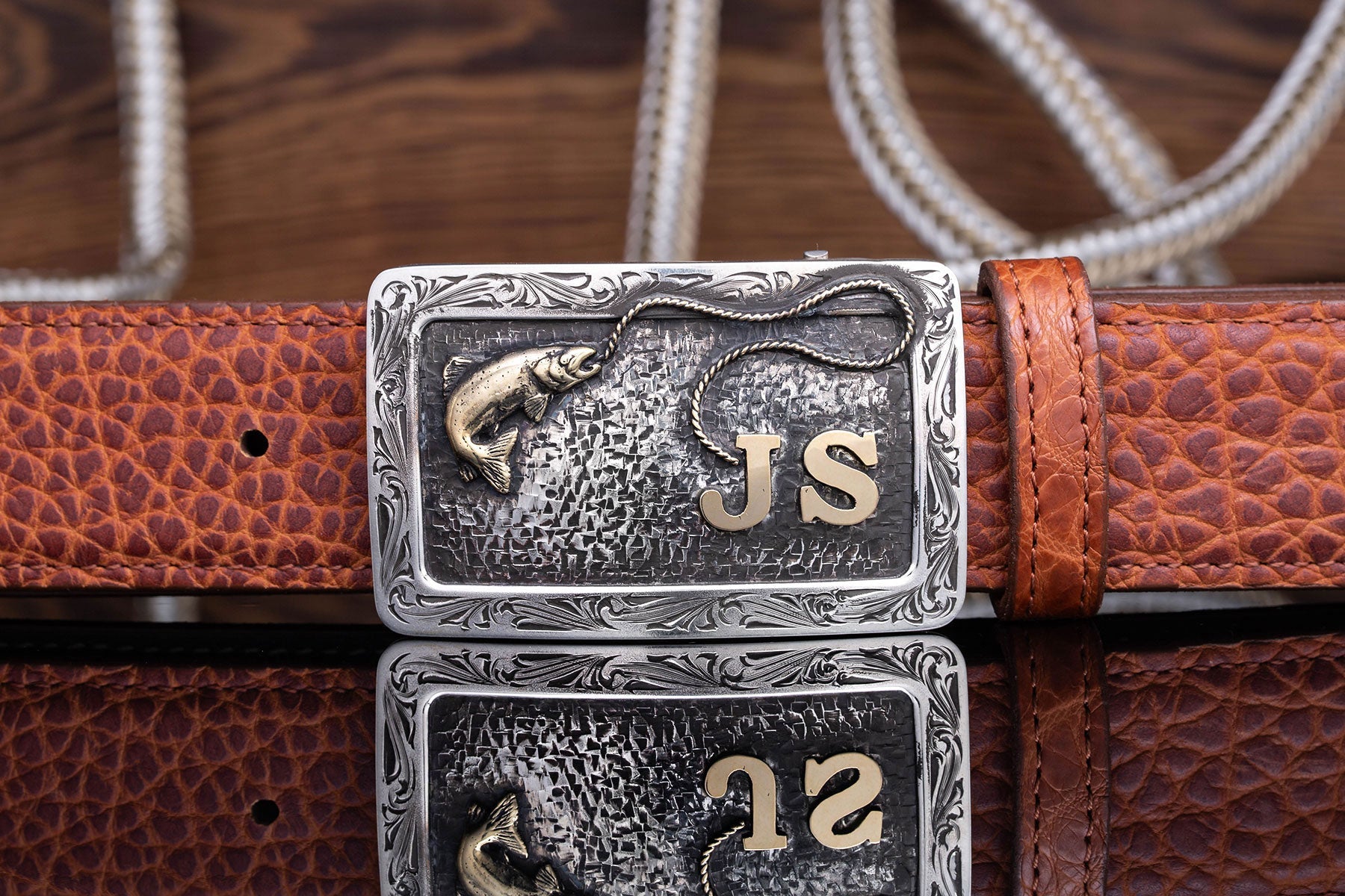 Mason B Fish Initials Trophy Buckle | Belts And Buckles - Trophy | American Buckle Collection