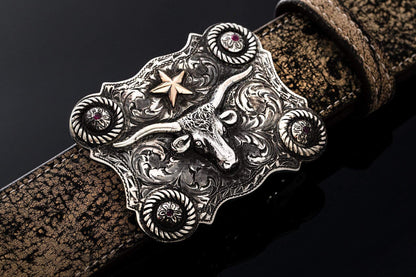 AO Wyatt Longhorn Ruby | Belts And Buckles - Trophy | Comstock Heritage