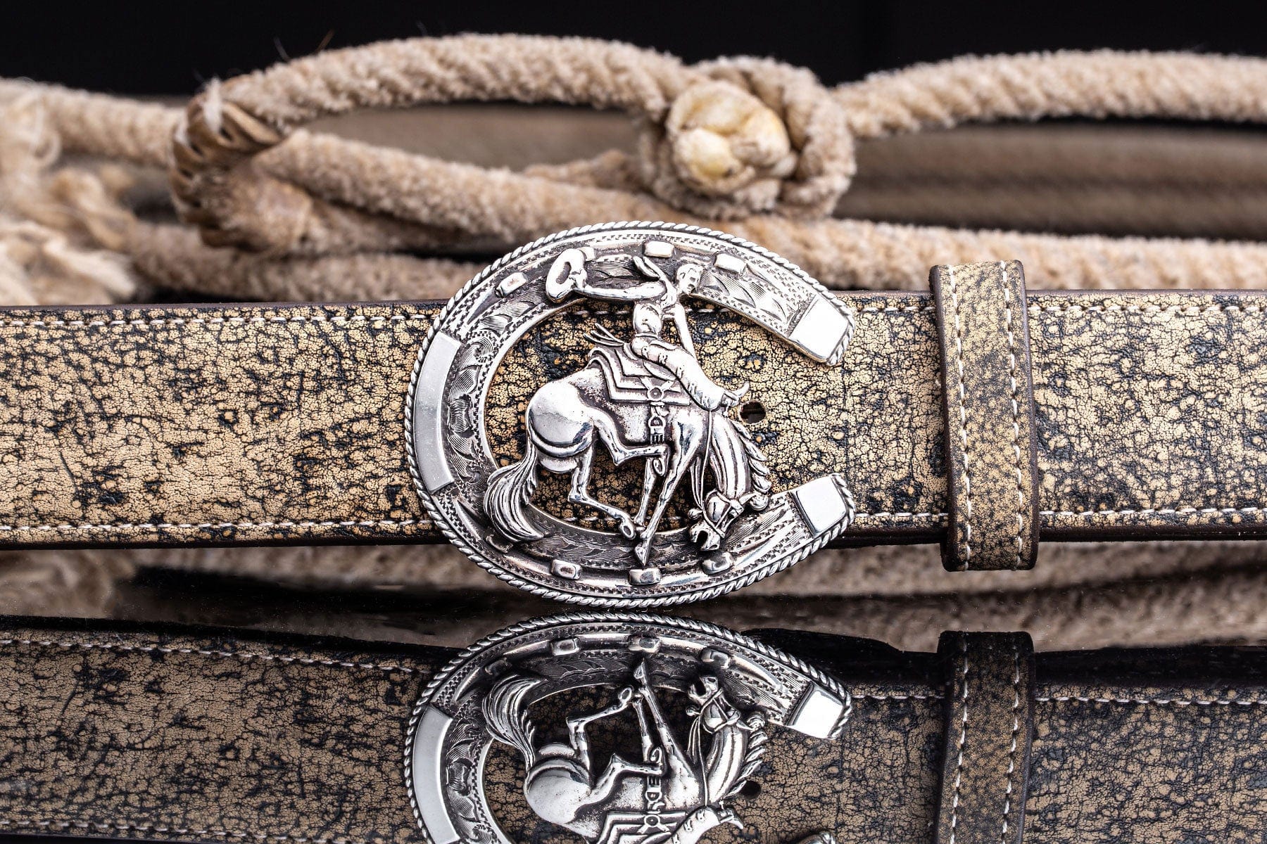 American Buckle Collection Clayton Horseshoe Saddle Bronc | Belts And Buckles - Trophy