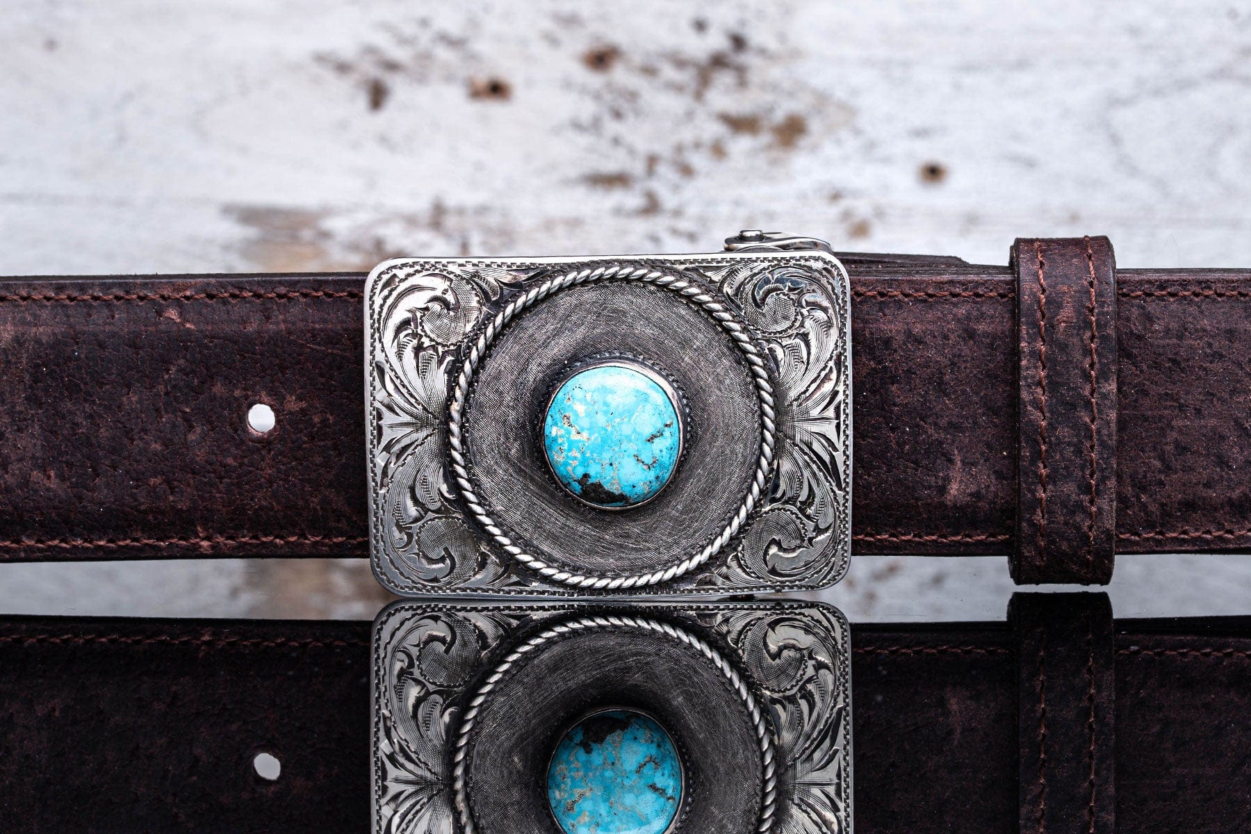 American Buckle Collection The Mesa Rope & Turquoise Trophy Buckle | Belts And Buckles - Trophy