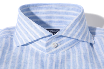 Bonobo Linen Washed Bengal Stripe In Blue | Mens - Shirts - Dress | Finamore Napoli